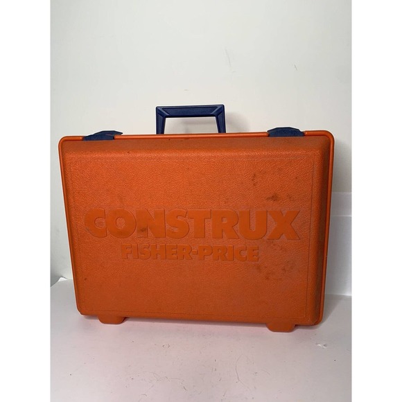 Vintage Fisher Price CONSTRUX Building Toys Lot Construction Set Orange Case - Picture 2 of 10